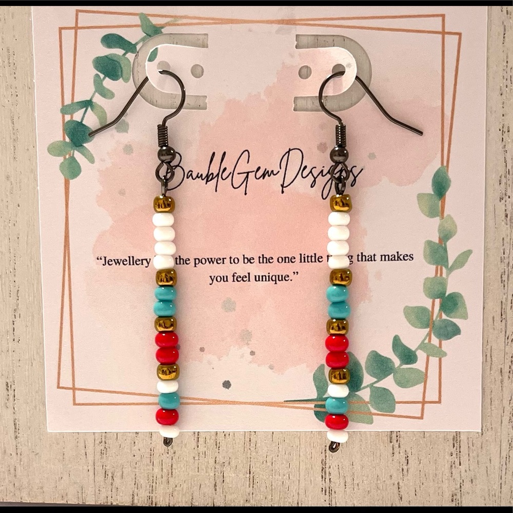 Dangle Earrings - minimalist earrings-long glass modern dangle earrings-Handmade